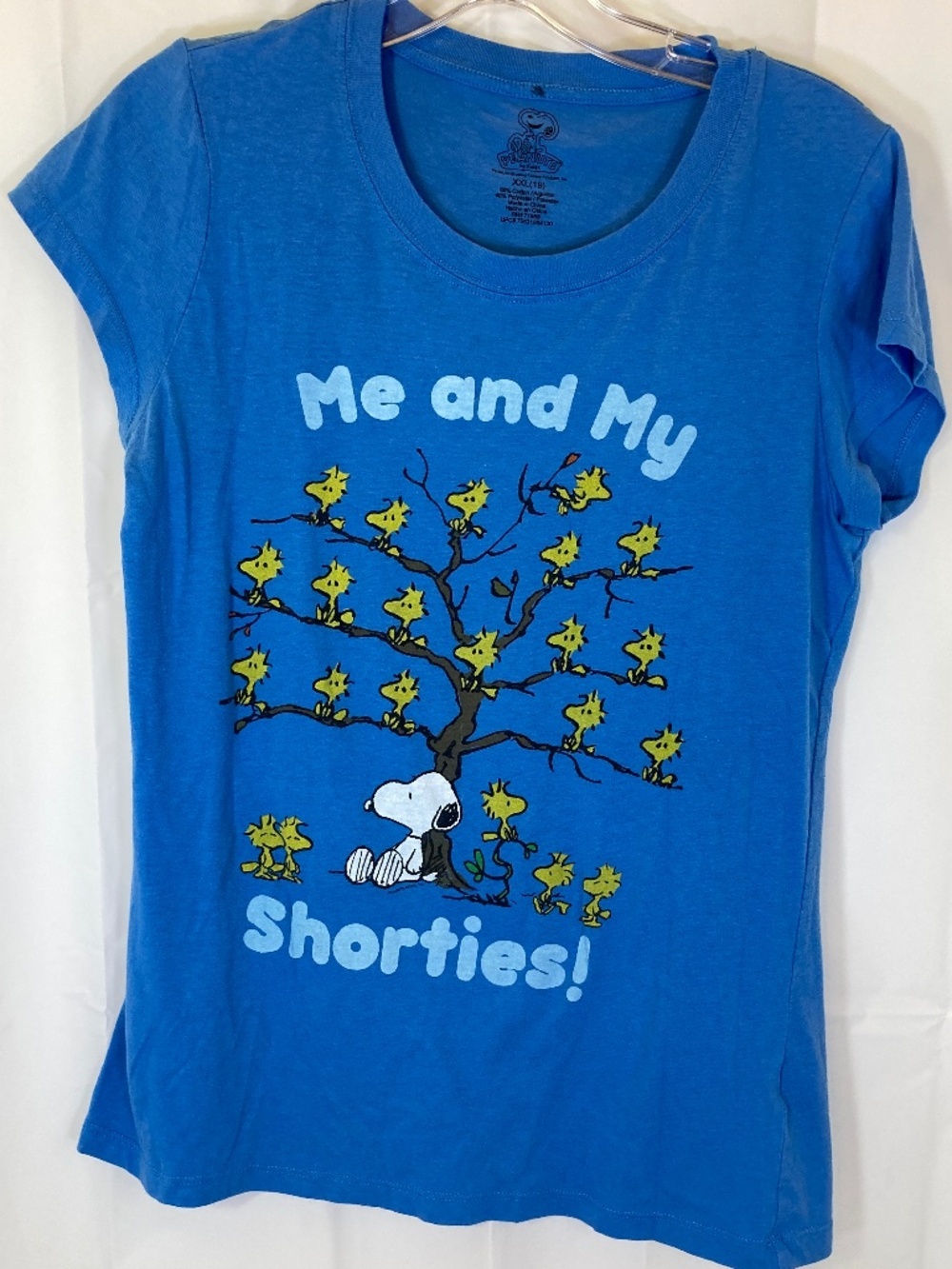 Peanuts Shirt Sz XXL Juniors 19 Blue Short Sleeve Me and My Shorties! Woodstock
